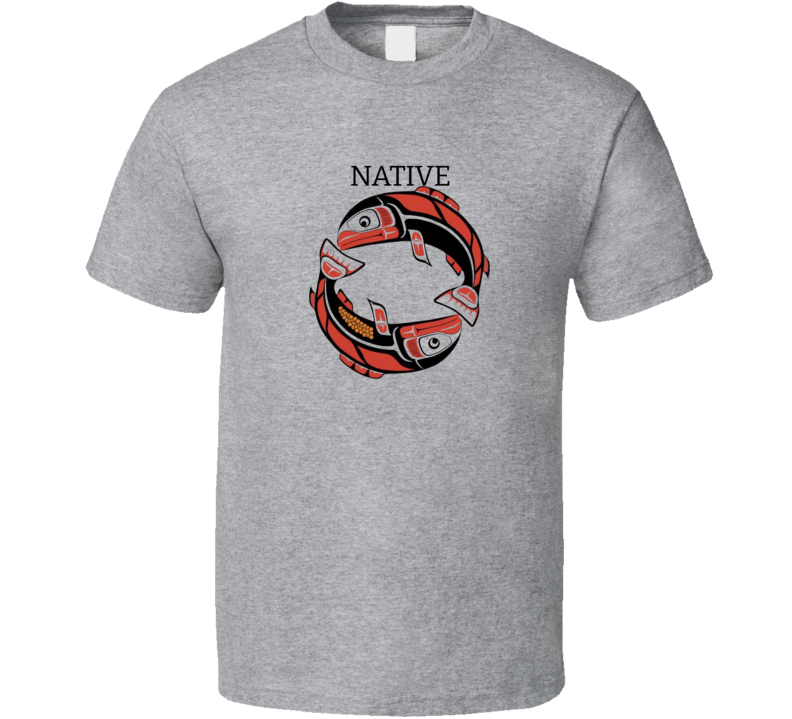 Native Art Salmon Design T Shirt