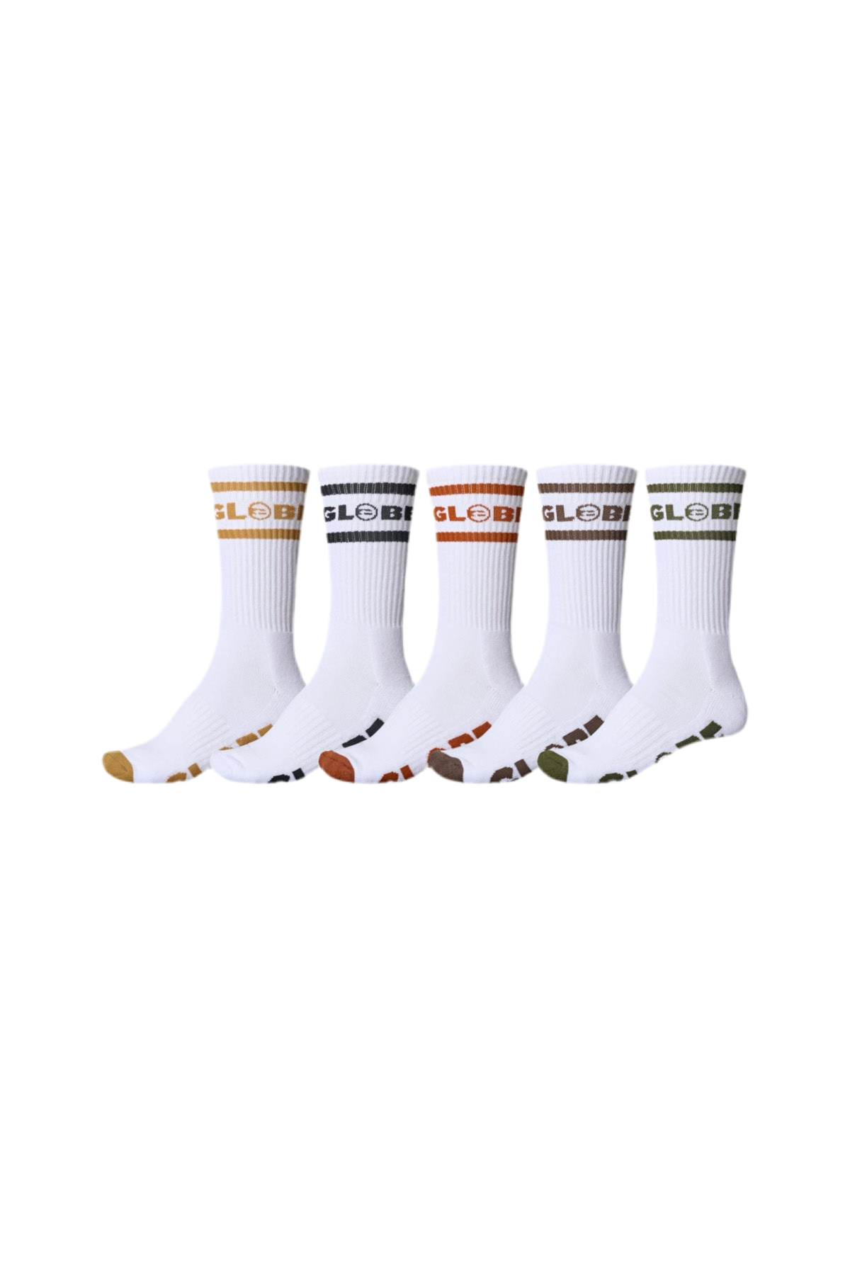 Globe 'Hi Crew' Socks - White/Assorted (5 Pack)