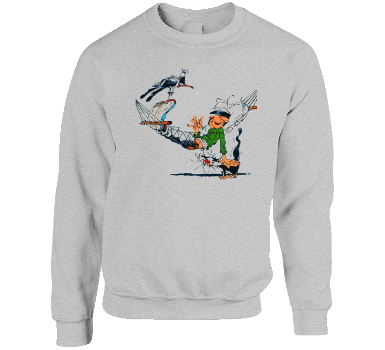 Gaston Lagaffe Son Chat Sa Mouette Crewneck Sweatshirt