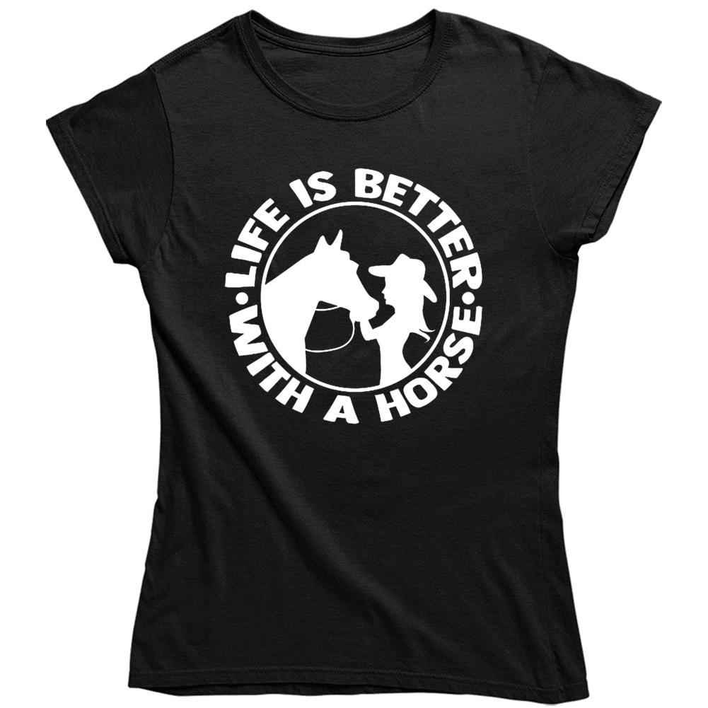 Black Life Is Better With A Horse Ladies T Shirt