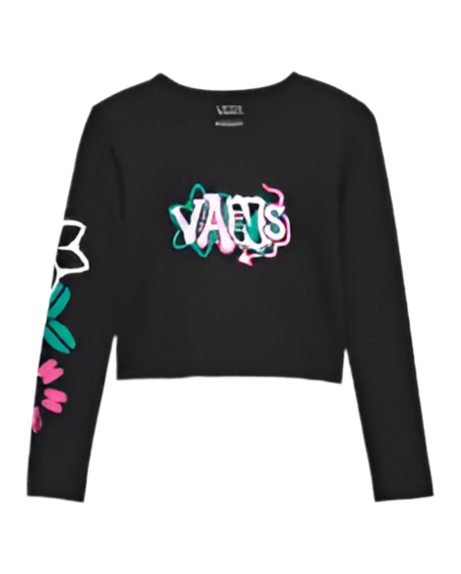 Vans 'Sidewalk' Cropped L/S Tee - Black (KIDS)