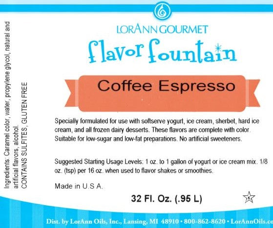 Coffee Espresso Flavor - 4 oz. - 32 oz. - Ice Cream and Beverage Flavors - LorAnn Oils - Canadian Distribution - Ships Free Within Canada on Orders Above CAD $199