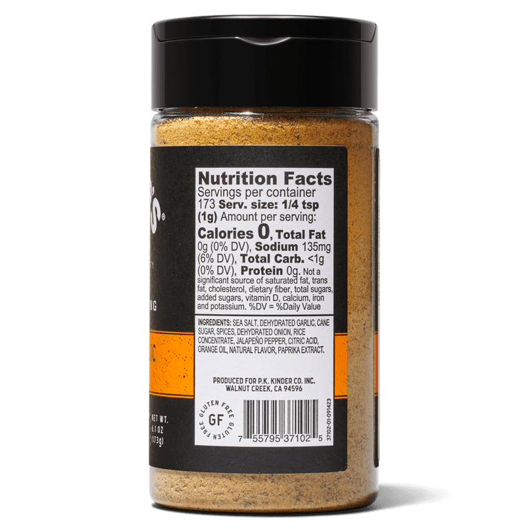 Kinder's Citrus & Garlic with Jalapeno Barbecue Seasoning, 6.1 oz
