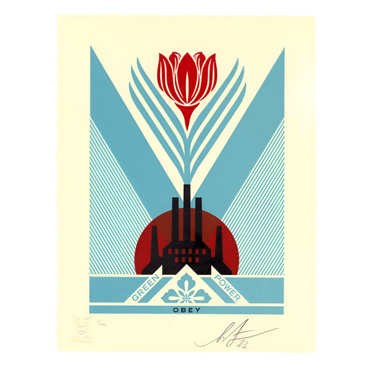 Obey 'Green Power Industry' Sticker - Blue