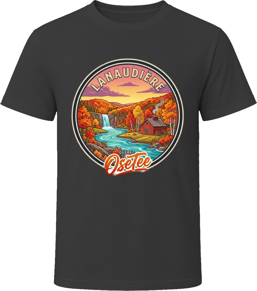 T-shirt Lanaudière OseTee – badge paysage coloré, Quebec region t-shirt