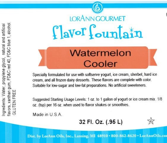 Watermelon Cooler Flavor - 4 oz. - 32 oz. - Ice Cream and Beverage Flavors - LorAnn Oils - Canadian Distribution - Ships Free Within Canada on Orders Above CAD $199