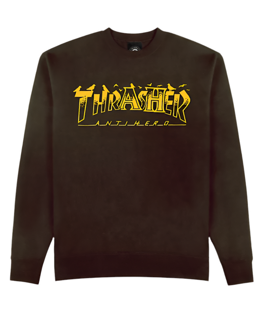 Thrasher x Antihero 'Pigeon Mag' Sweatshirt - Dark Brown