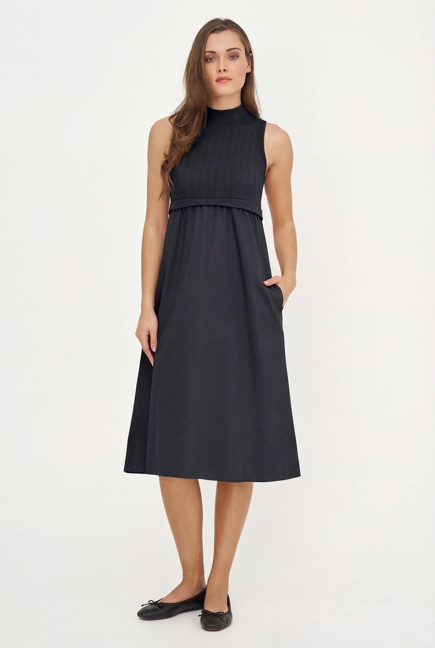 Robe combinée tricot et tissé pour femme
