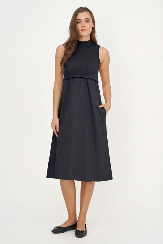 Robe combinée tricot et tissé pour femme