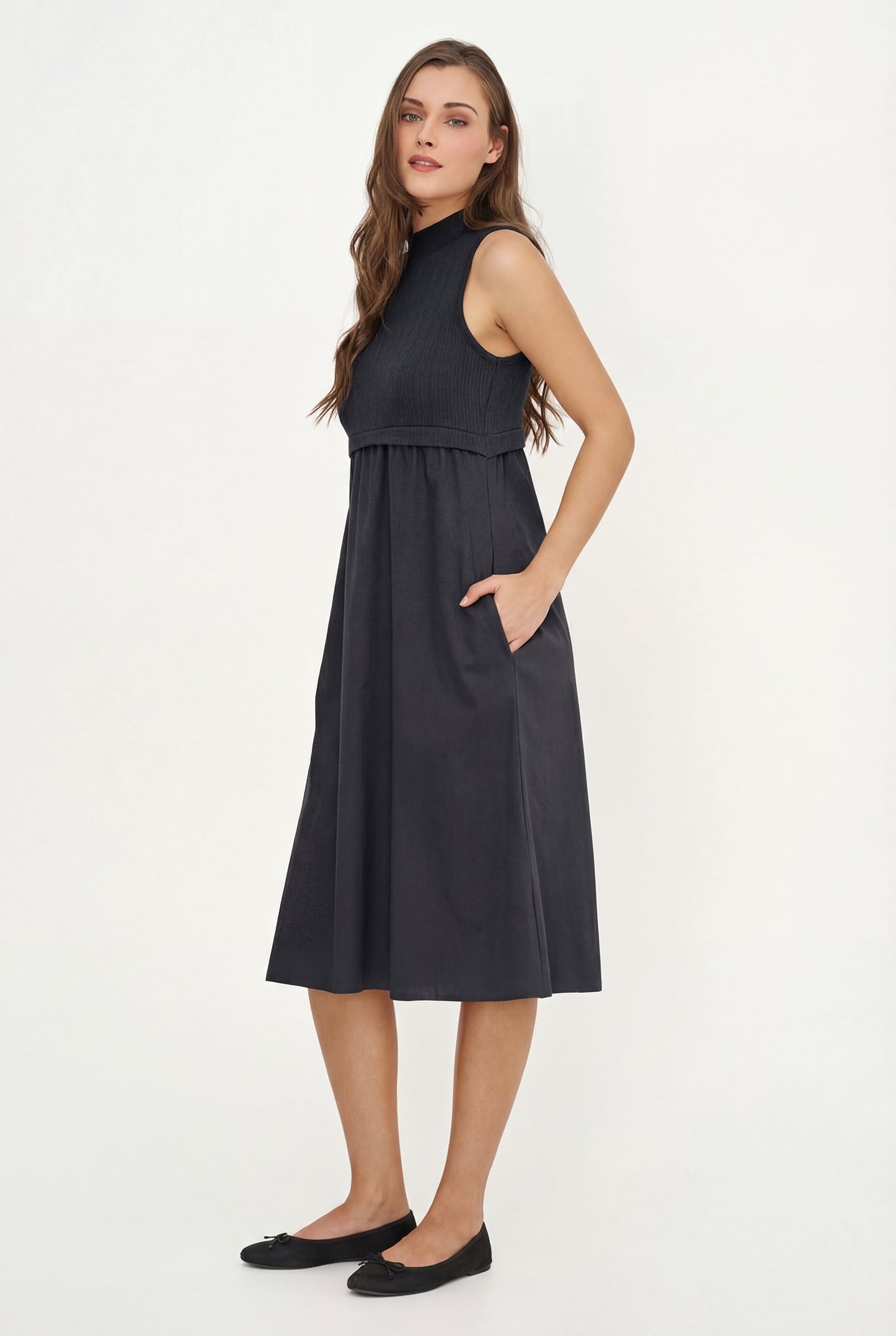 Robe combinée tricot et tissé pour femme