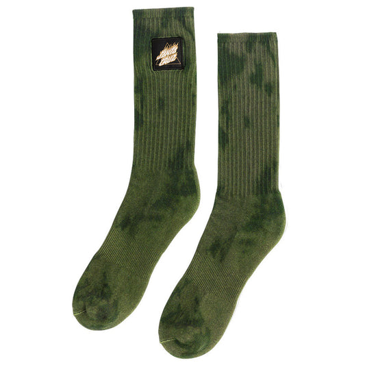 Santa Cruz 'Flamed Not A Dot' Crew Socks - Olive Wash