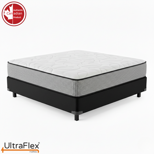 Matelas hybride à ressorts ensachés fermeté moyenne UltraFlex® DreamWeaver – Support orthopédique fabriqué au Canada avec mousse de gel rafraîchissante, dessus matelassé, confort respirant et hypoallergénique, soutien des bords et isolation des mouvements