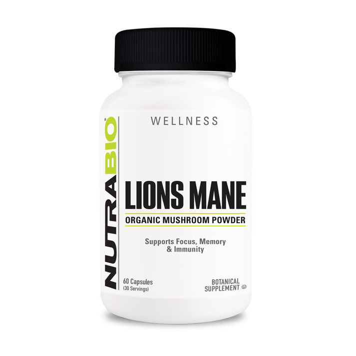 NutraBio Organic Lions Mane (500mg) - 60 Capsules