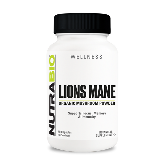 NutraBio Organic Lions Mane (500mg) - 60 Capsules