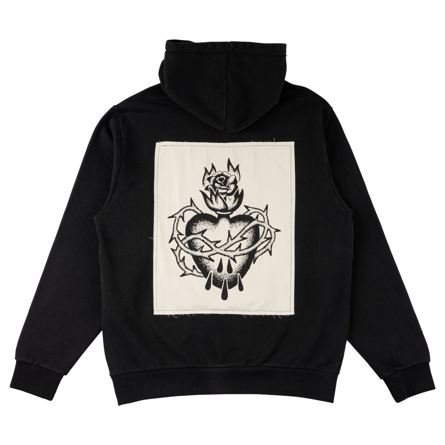 Welcome 'Scared Pigment-Dyed Patch' Hoodie - Black