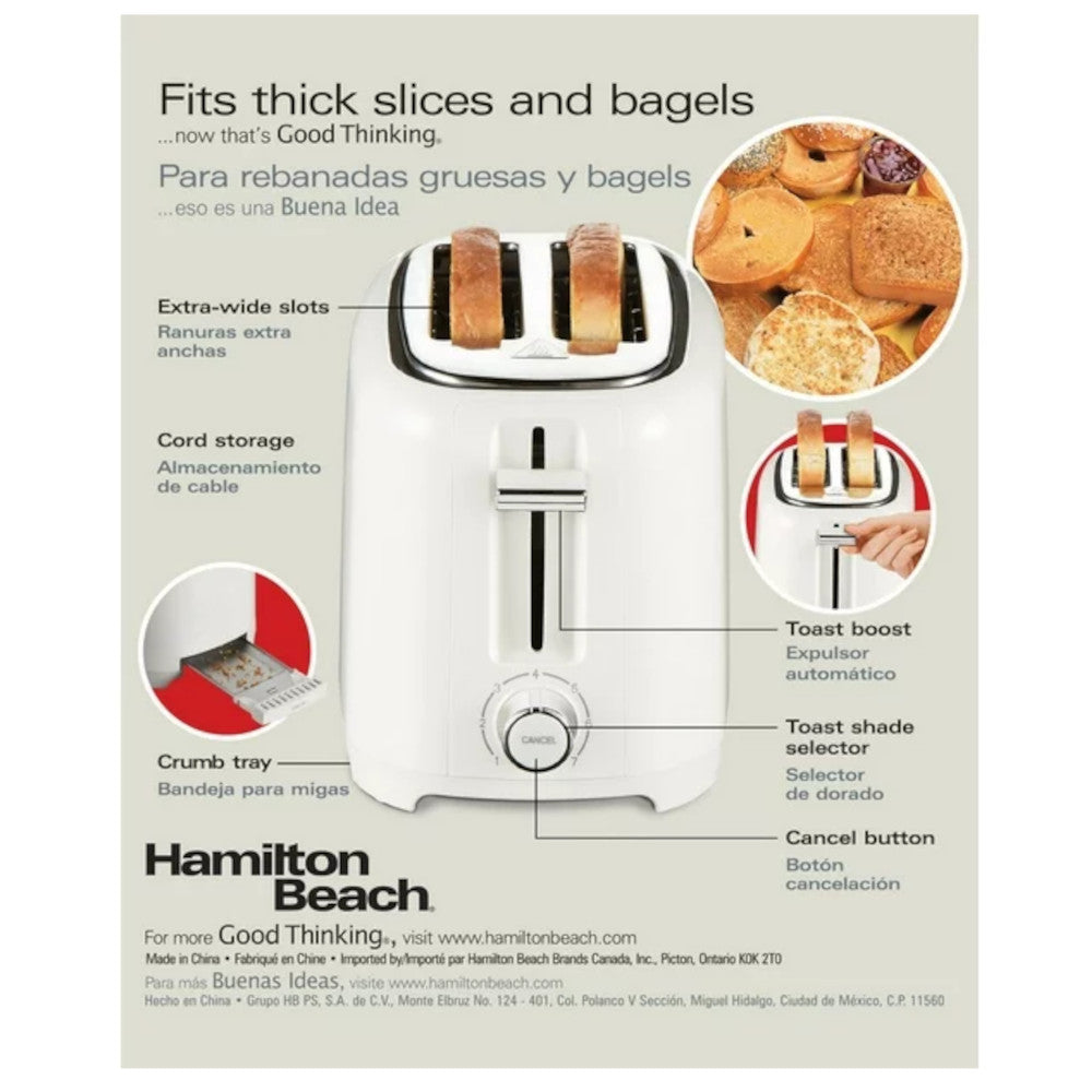 HAMILTON BEACH 22218 2 Slice White Toaster