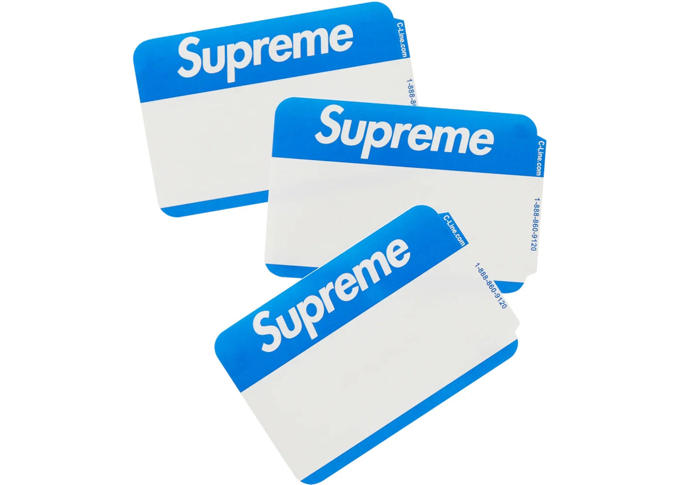 Supreme x C-Line Name Badge Stickers - Blue (Pack Of 100)