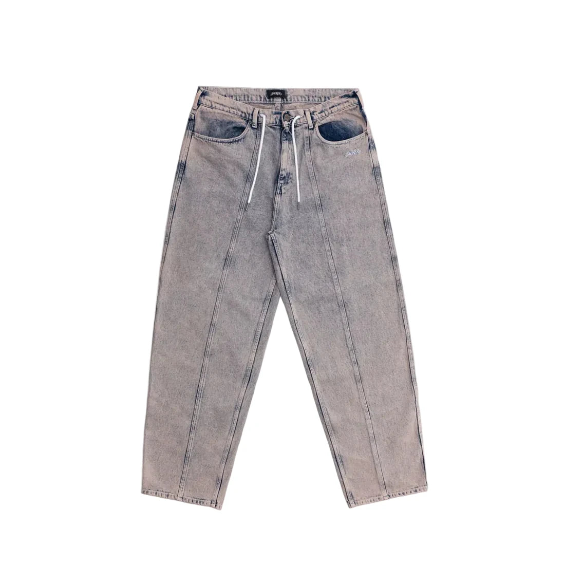 Jacker '3 Stripes' Dyed Denim Baggy Pants - Grey/Pink