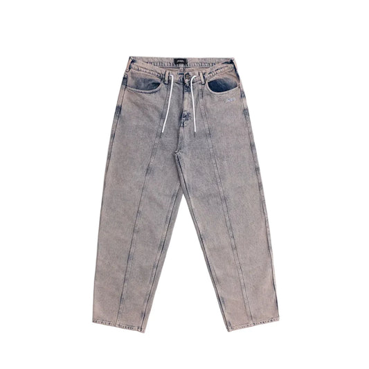 Jacker '3 Stripes' Dyed Denim Baggy Pants - Grey/Pink