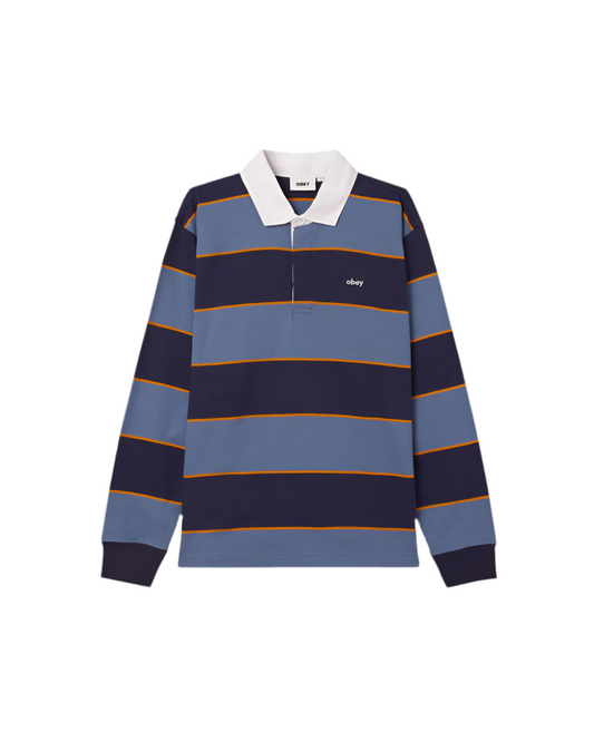 Obey 'Origin Rugby' L/S Polo - Academy Navy
