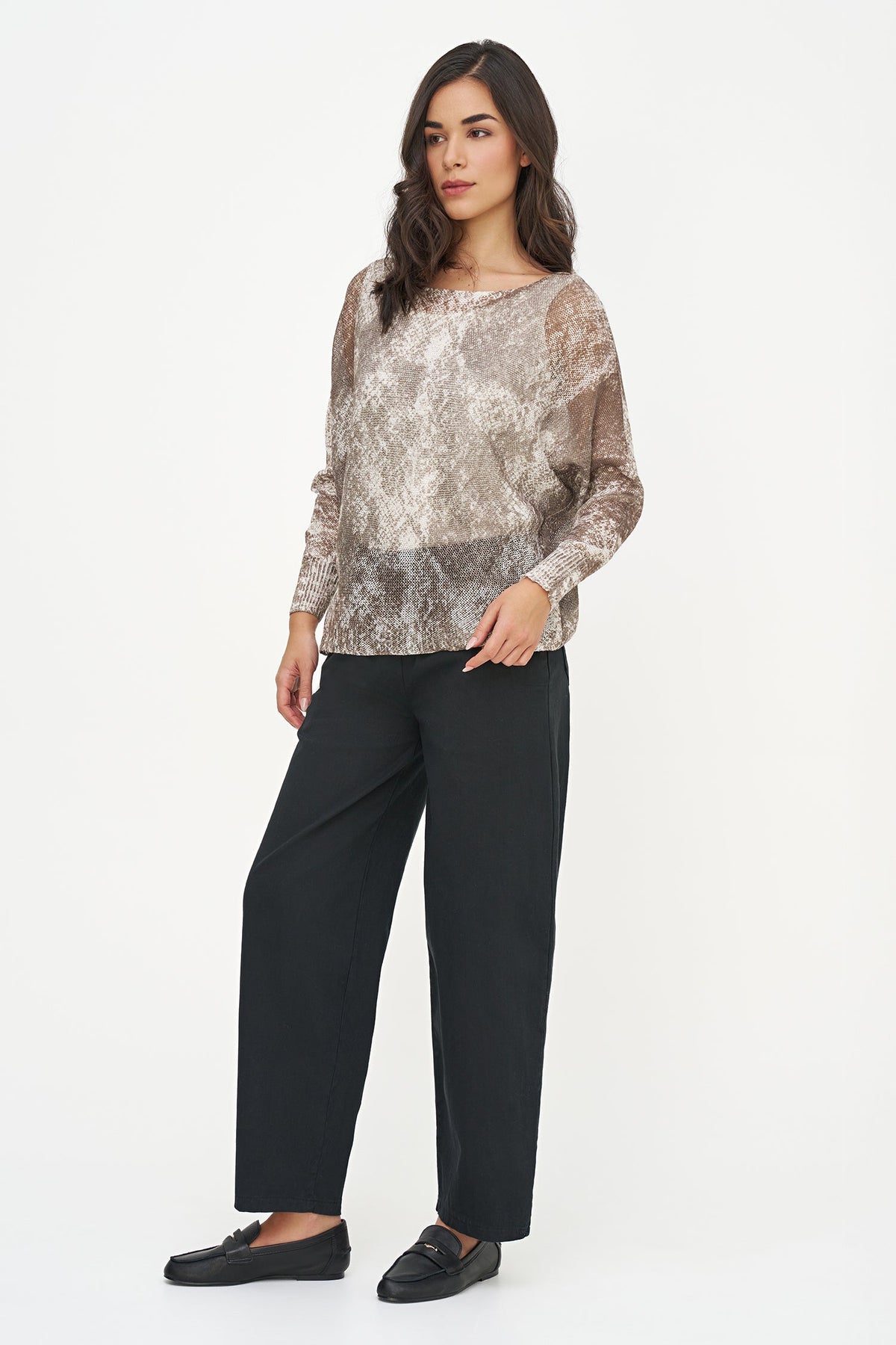 Women's Printed Boat-Neck Sweater