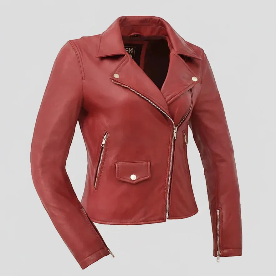 Women’s Lightweight Leather Fashion Jacket | Soft Naked Cowhide Casual Moto Style