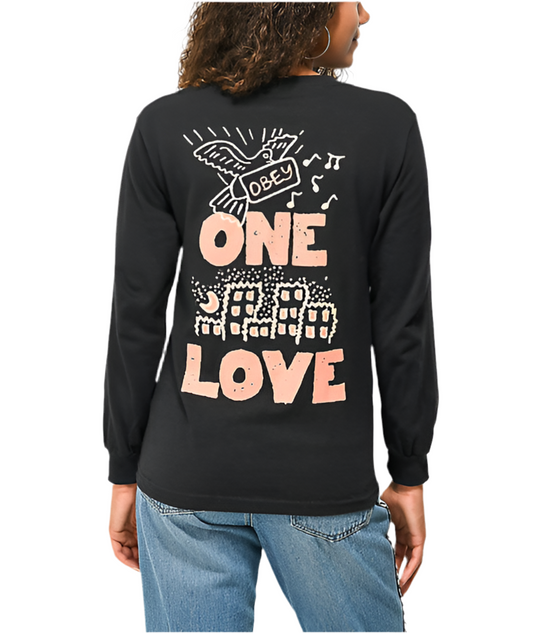 Obey 'One Love' L/S Tee - Off Black