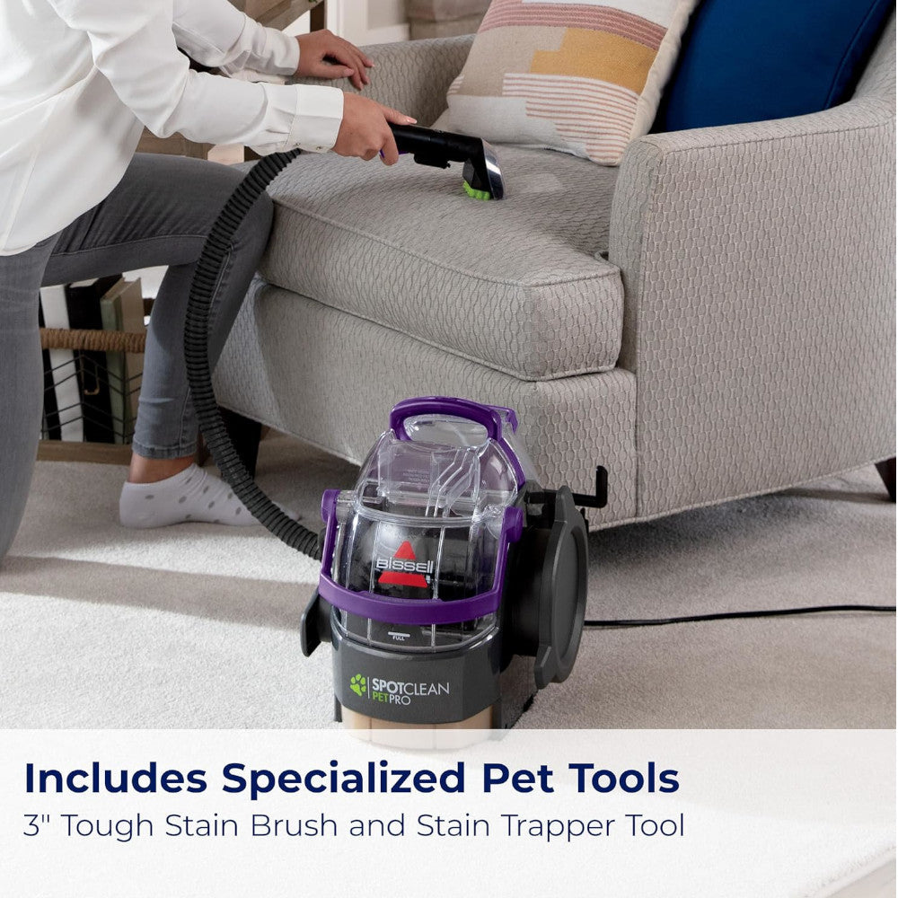 BISSELL 3624N SpotClean Pet Pro Portable Carpet Cleaner - Factory serviced with Home Essentials warranty