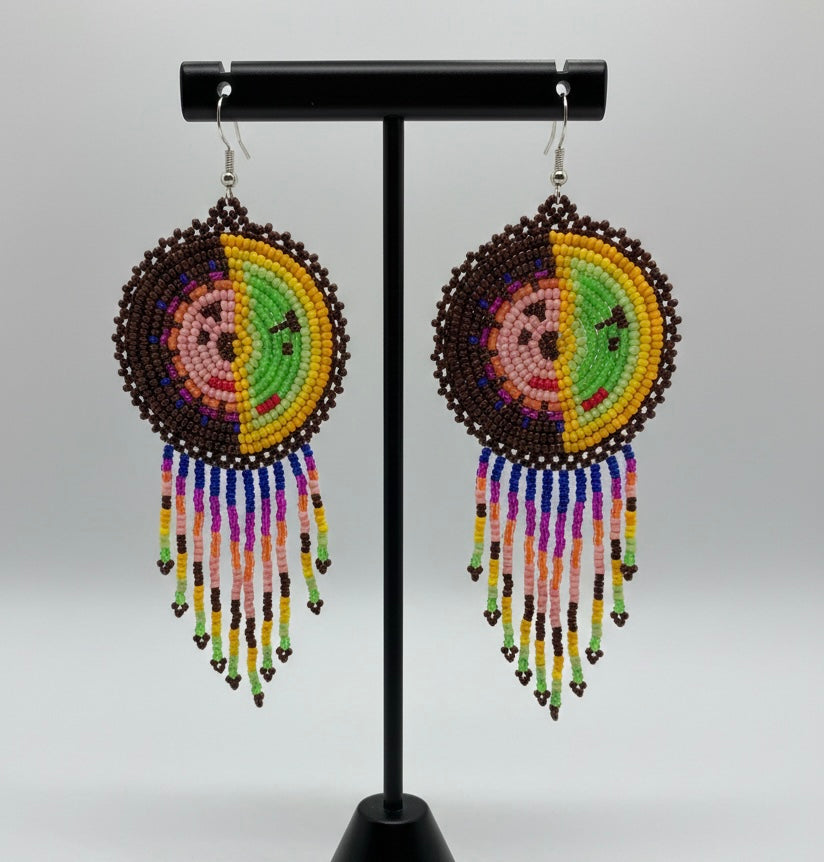 Brown Sun & Moon Beaded Fringe