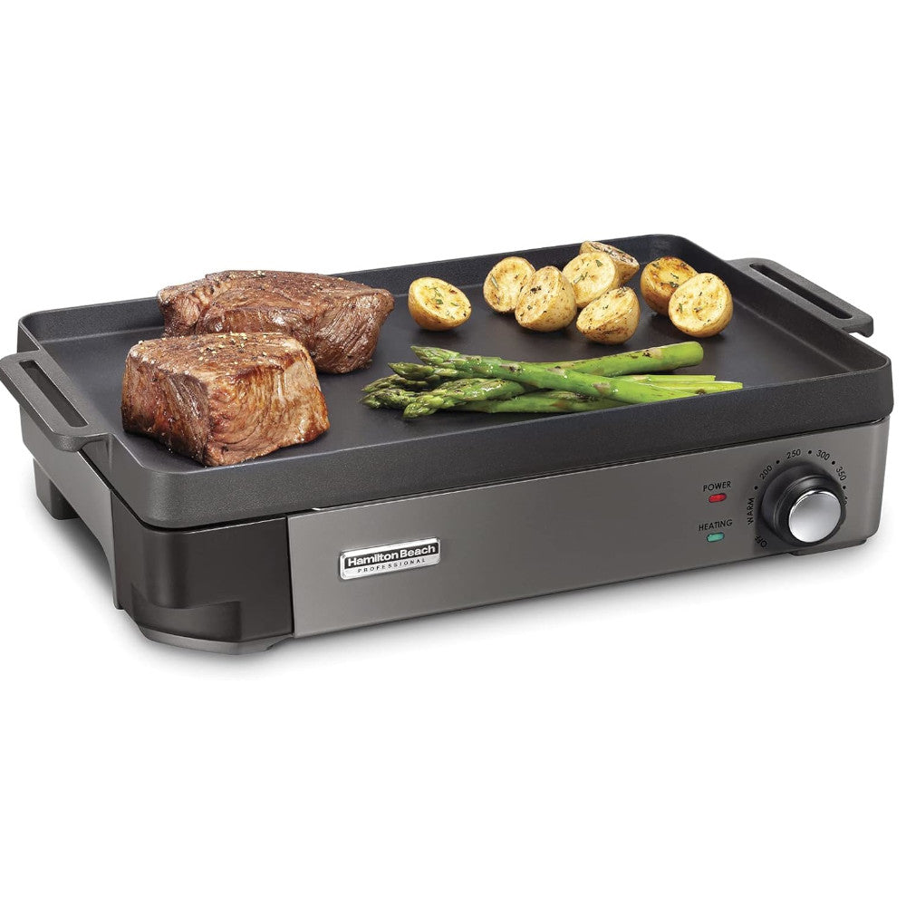 HAMILTON BEACH PROFESSIONAL 38560 Iron Indoor Electric Grill & Griddle - Refurbished with Home Essentials warranty