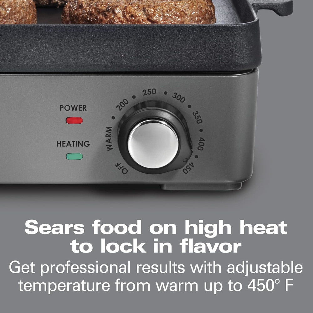 HAMILTON BEACH PROFESSIONAL 38560 Iron Indoor Electric Grill & Griddle - Refurbished with Home Essentials warranty