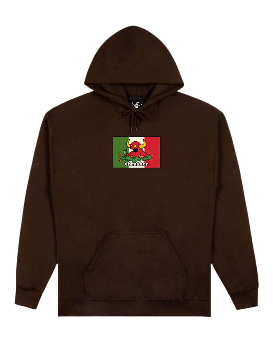 Thrasher x Toy Machine 'Hecho' Hoodie - Dark Chocolate