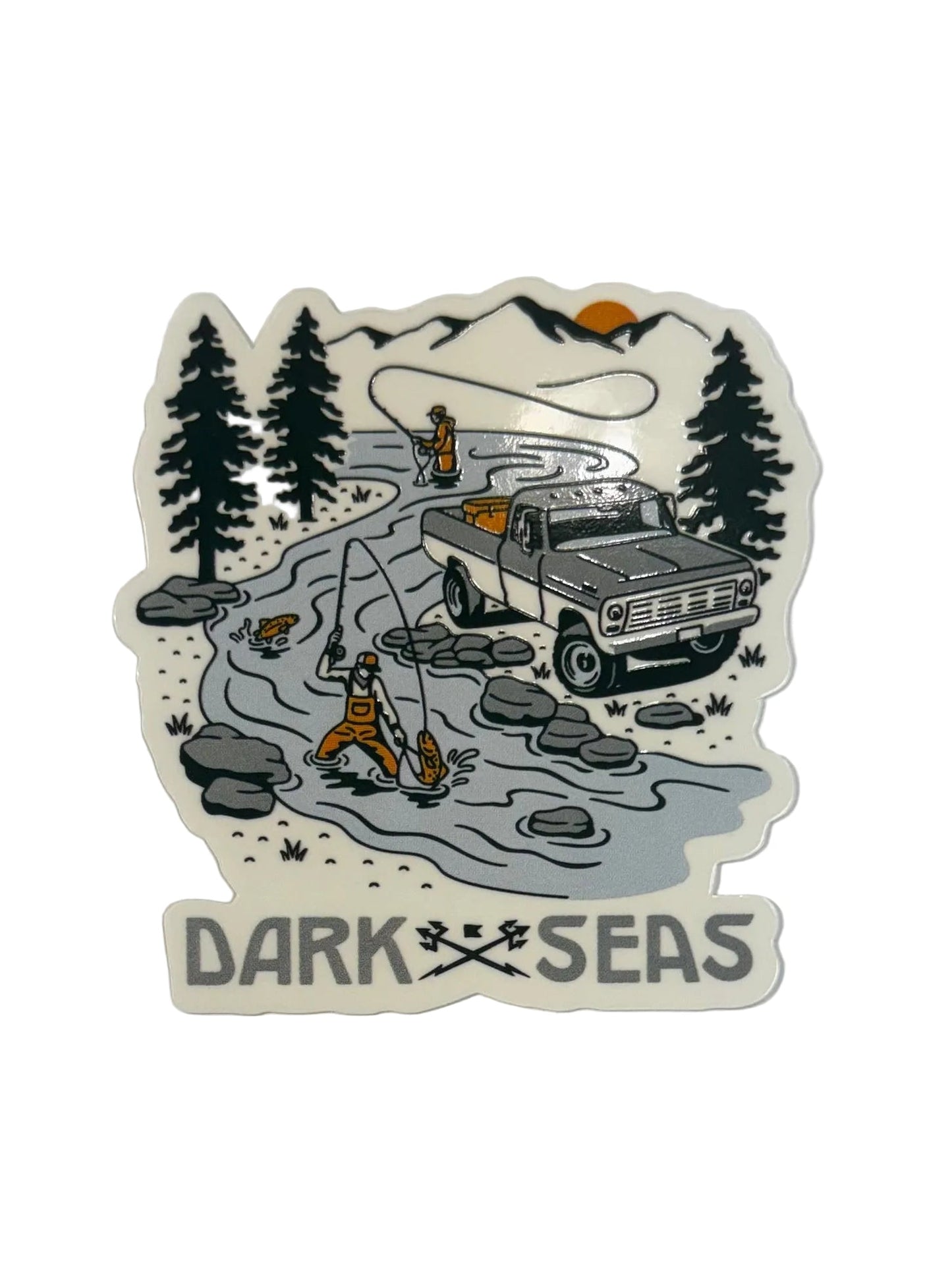 Dark Seas 'Fishing On The River' Sticker - Multi