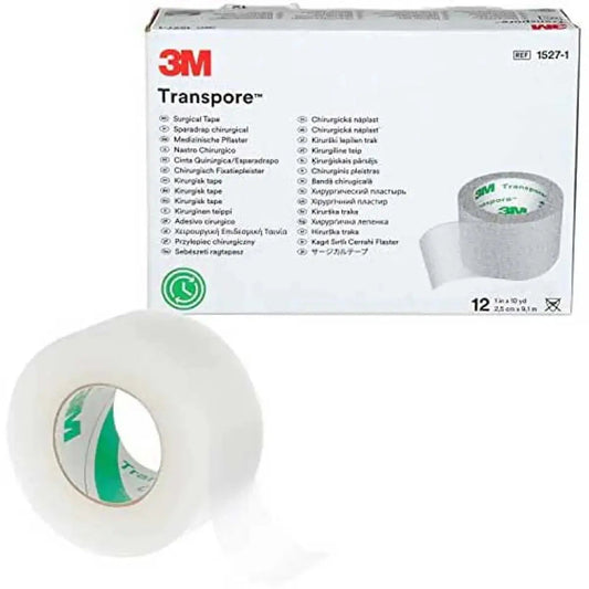 3M Transpore, ruban adhésif médical/chirurgical en plastique, 2,5 cm x 9,1 m