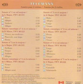 Angèle Dubeau /  Telemann (Sonatas for 2 Violins) - CD (Used)