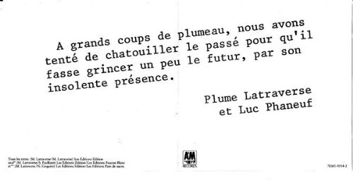 PLUME LATRAVERSE / Le Lour Passé De Plume Latraverse Vol. III - 1990 - CD (Used)