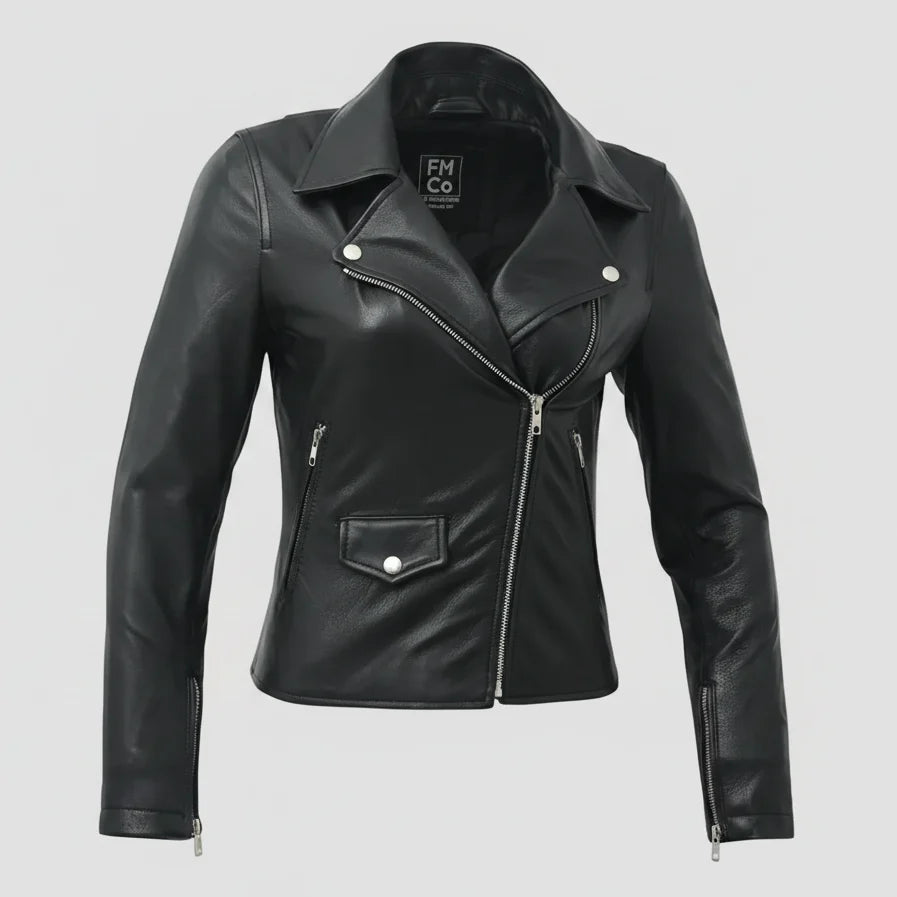 Women’s Lightweight Leather Fashion Jacket | Soft Naked Cowhide Casual Moto Style