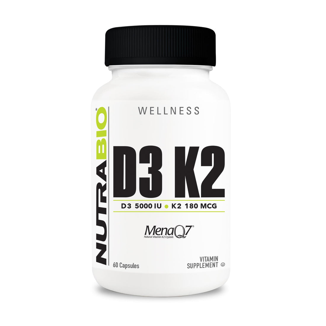 NutraBio Vitamin D3 K2 (5000 IU D3, 180 MCG K2)