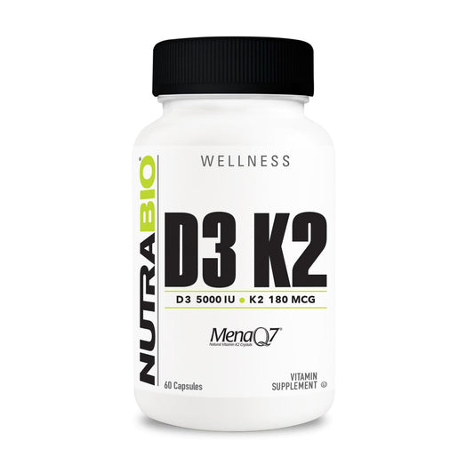 NutraBio Vitamin D3 K2 (5000 IU D3, 180 MCG K2)