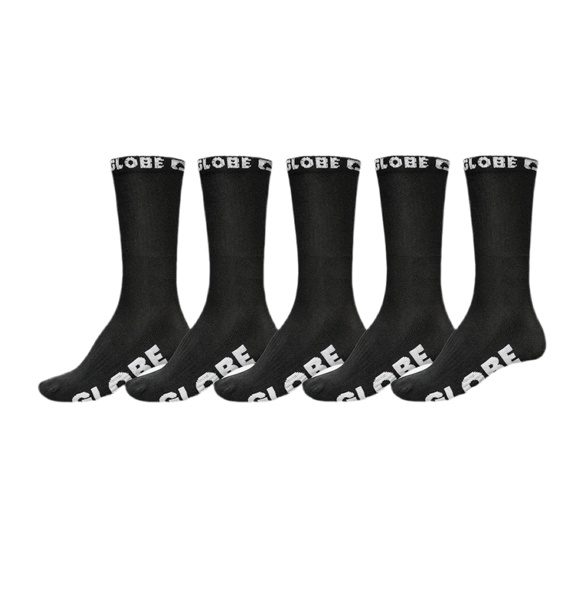 Globe 'Blackout Crew' Socks - Black/White (5 Pack)