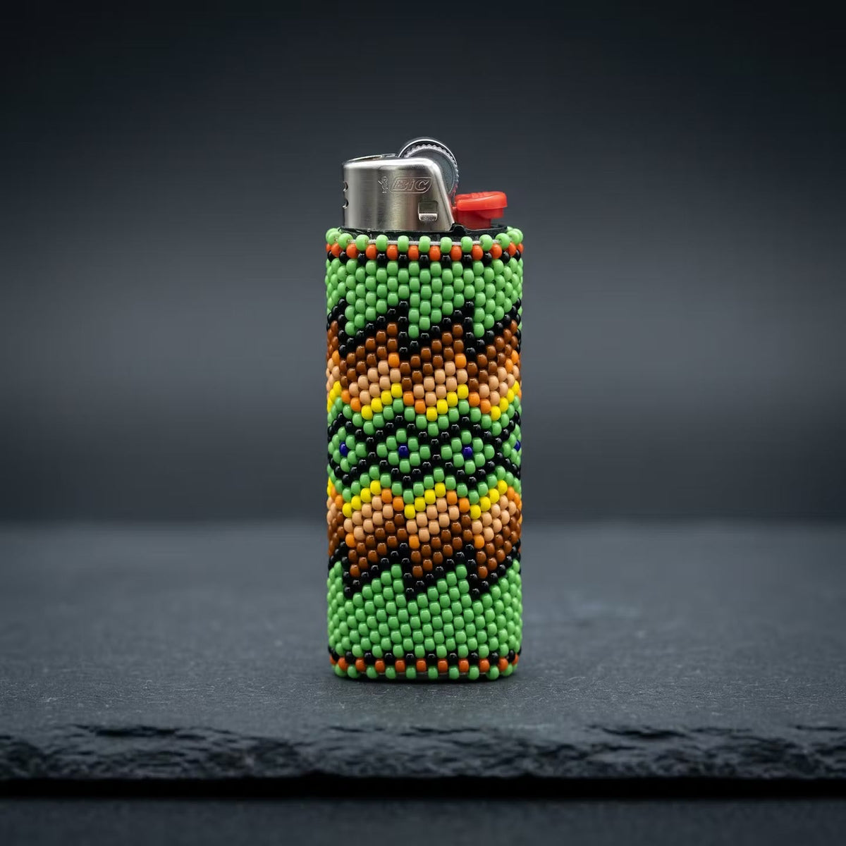 Yellow and white Beaded Lighter Case