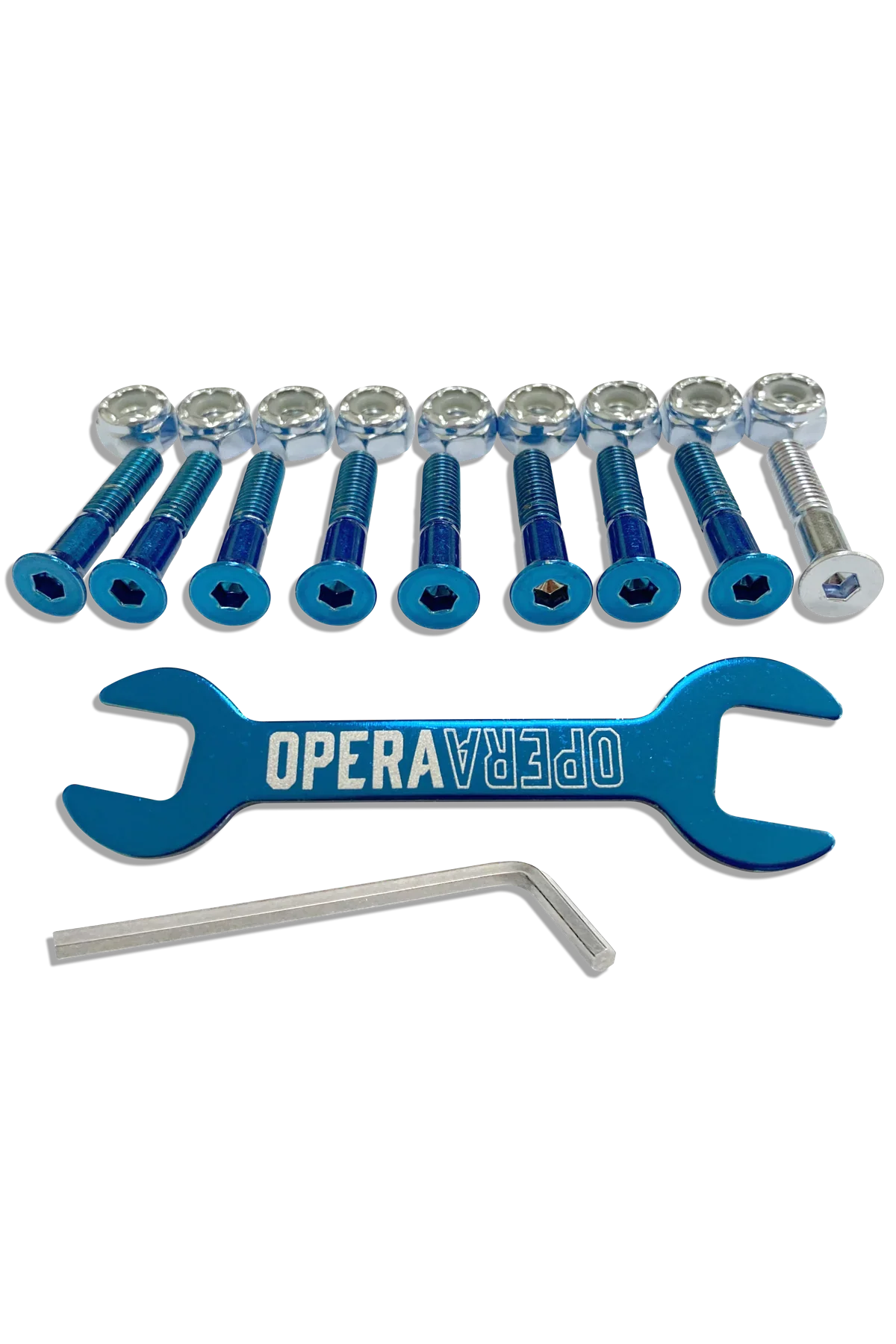 Opera Allen Hardware - Blue/Silver (7/8")