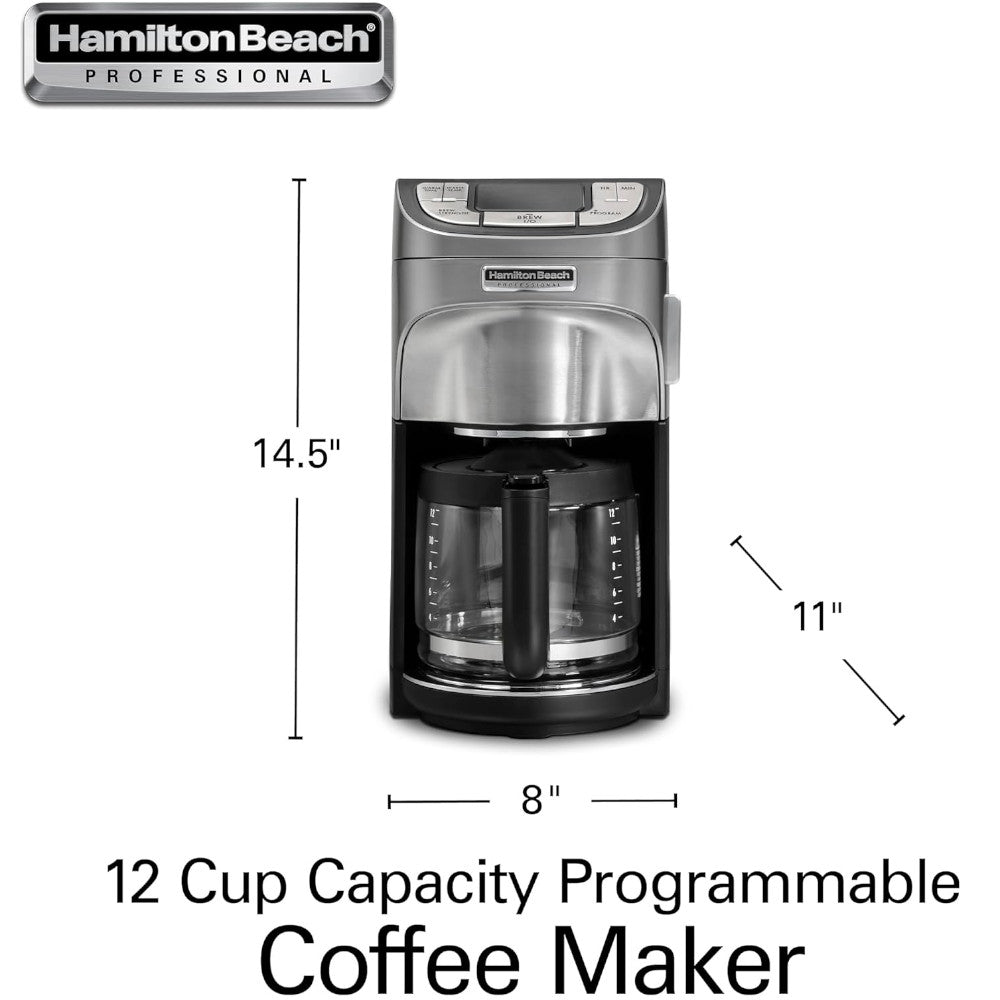 HAMILTON BEACH PROFESSIONAL 49500 Programmable 12 Cup Coffee Maker - Refurbished with Home Essentials warranty