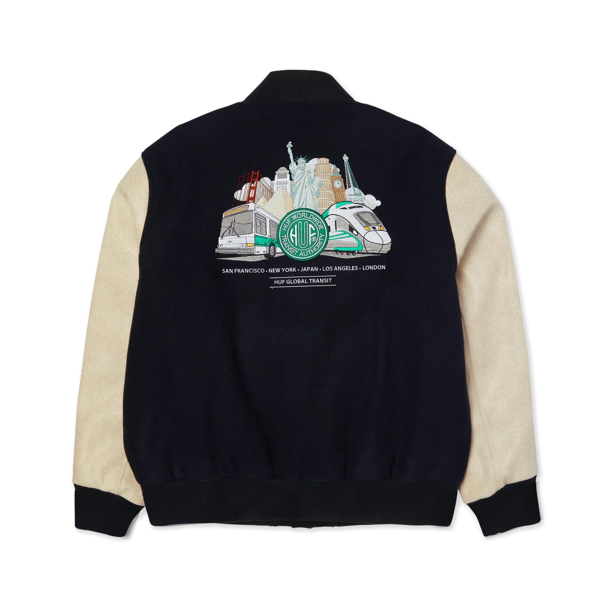 HUF 'Global Transit' Varsity Jacket - Navy