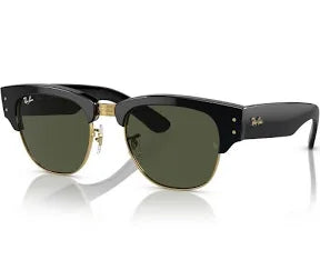 Ray-Ban 'Mega Clubmaster' Sunglasses - Black On Gold Arista / Green (ORB0326S)