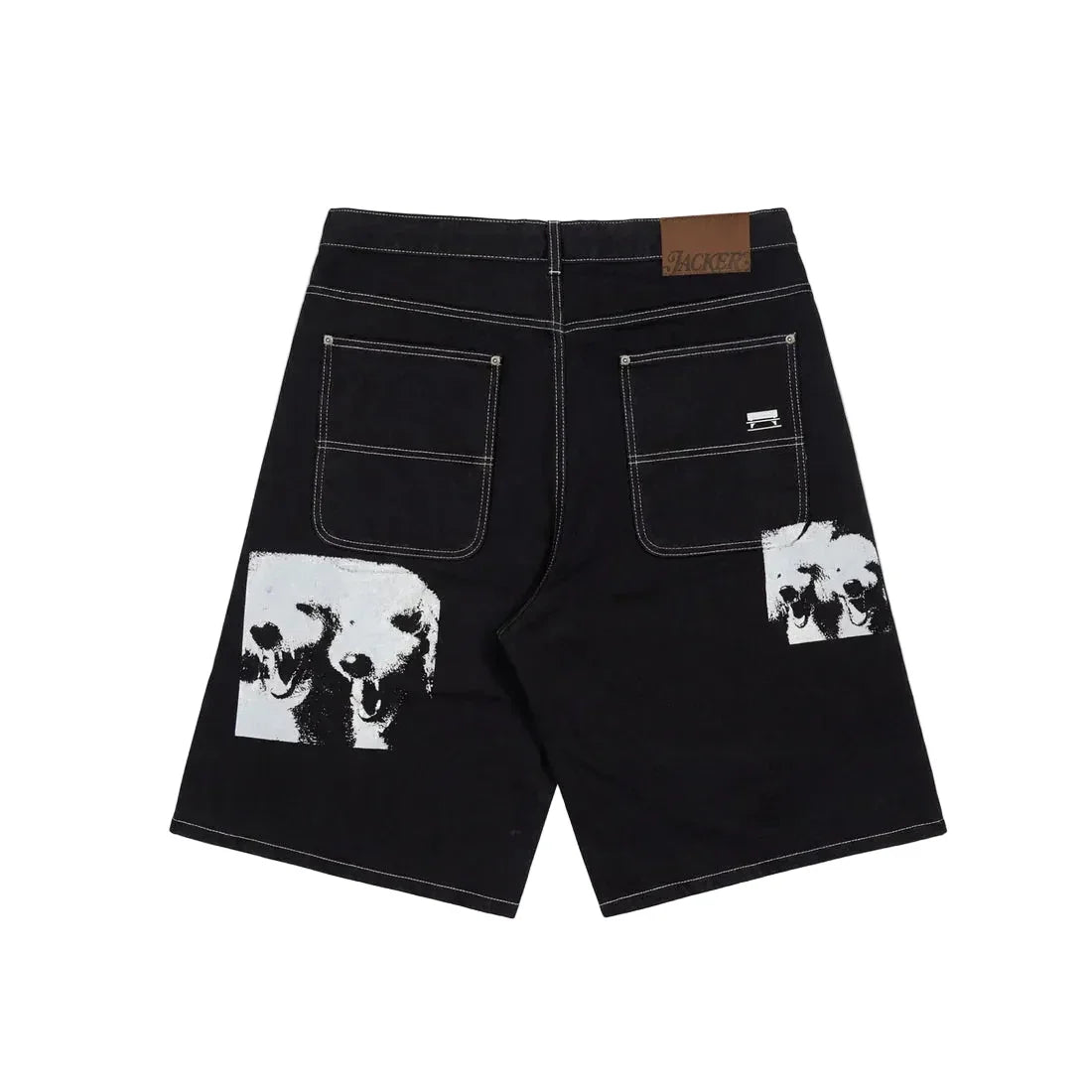 Jacker 'Poodle Pals' Denim Baggy Shorts - Black