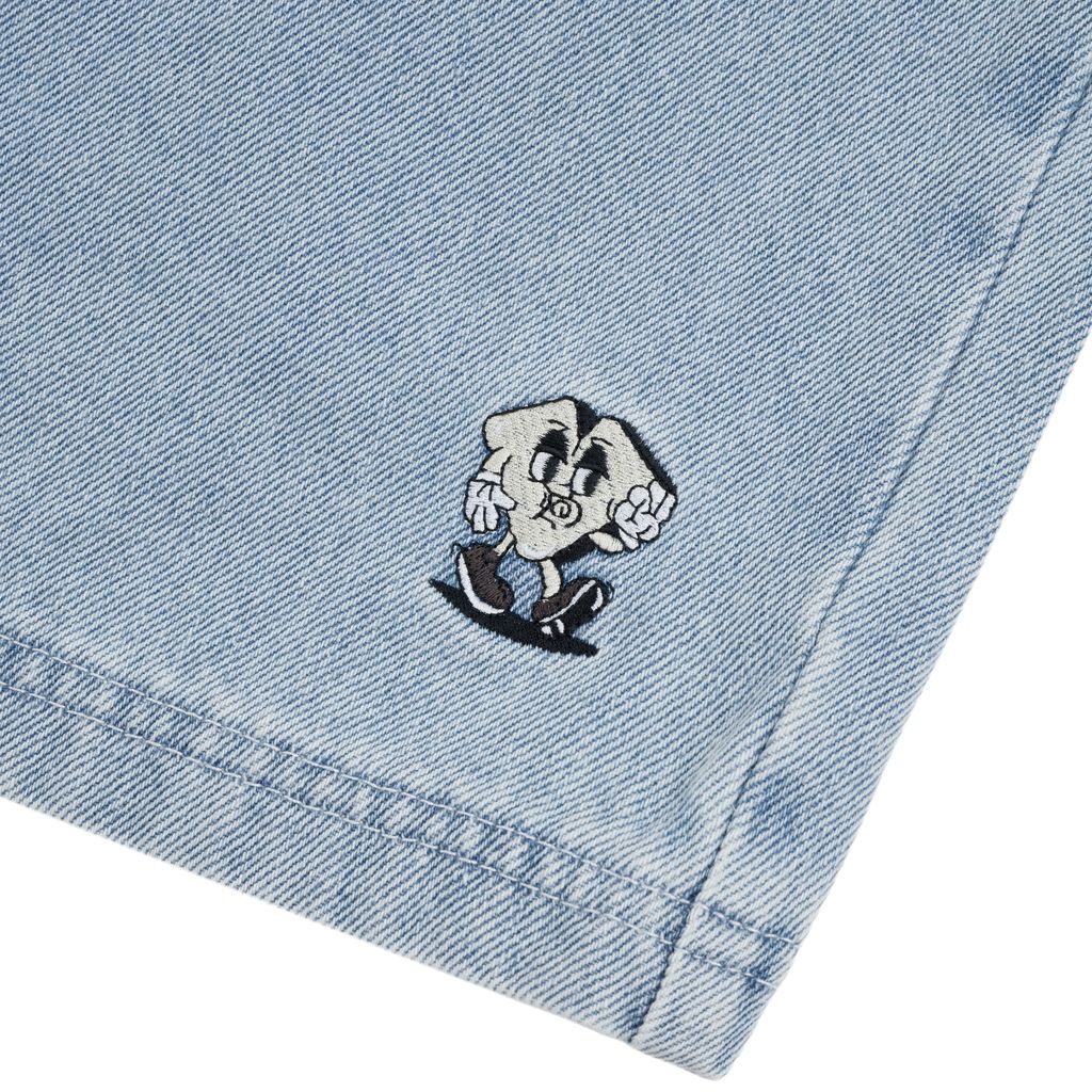 Loviah 'Jhorts' Denim Baggy Shorts - White Blue Wash