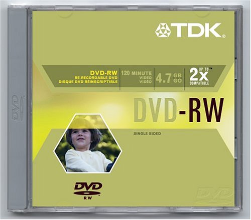 Dvd-rw (rewritable), 2x, 4.7gb, branded surface, jewel case (48187)