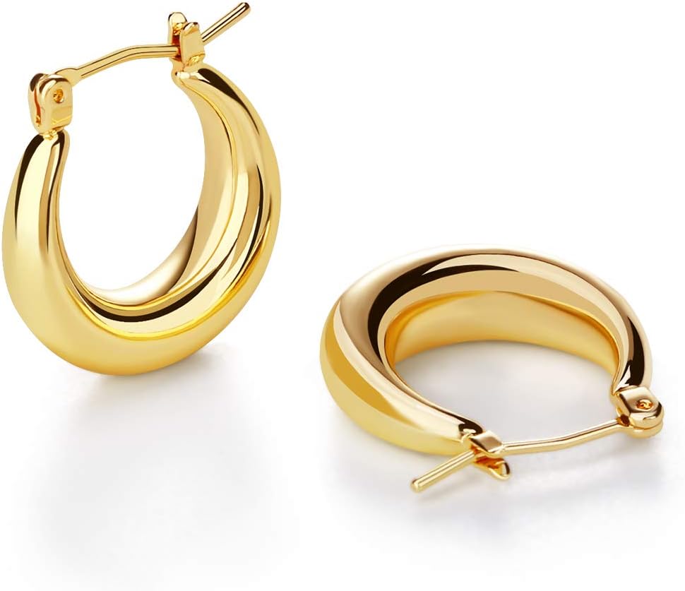 LILIE&WHITE Chunky Gold Hoop Earrings – Hypoallergenic, Minimalist Jewelry for Women