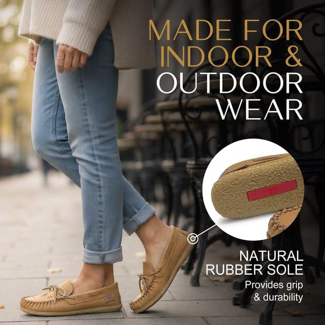 Women's Leather Moccasin Loafers – Handcrafted in Canada, Inca Embroidery, Indoor & Outdoor